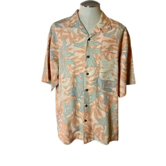 NWOT Men's Tommy Bahama Silk Floral Hawaiian Short Sleeve Camp Shirt Size LARGE - Picture 1 of 3